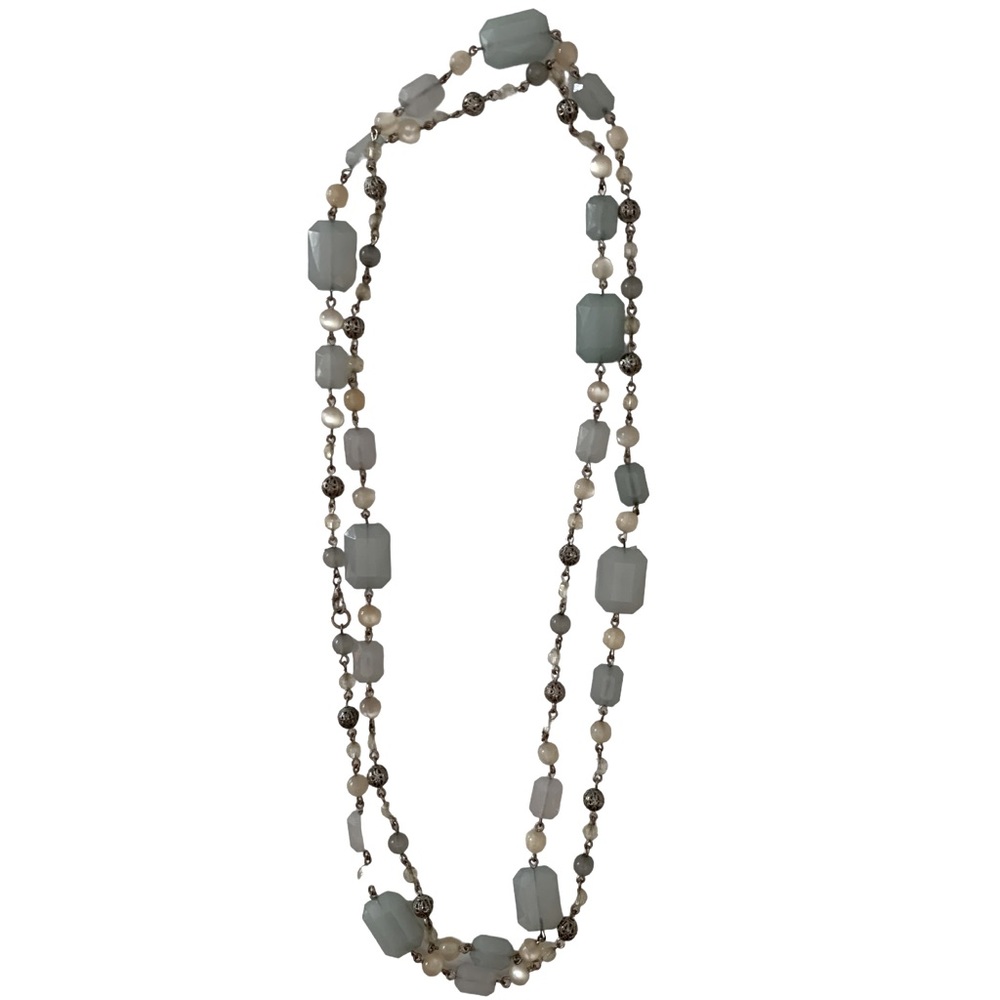 Blue Beaded Long Necklace